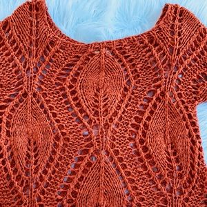 Arden B  Orange Knit Crochet Overlay